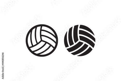 Volleyball Ball Icon in Black and White Vector