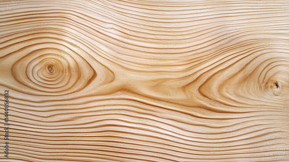 Close up of light brown wood grain pattern with circular knots and wavy lines texture background design Close up of light brown wood grain pattern with circular knots and wavy lines texture background design