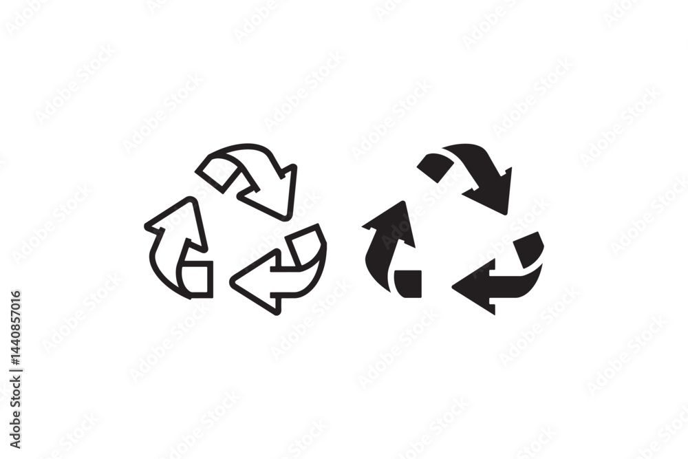 Obraz premium Recycling Symbol Minimalist Black and White Icons Vector