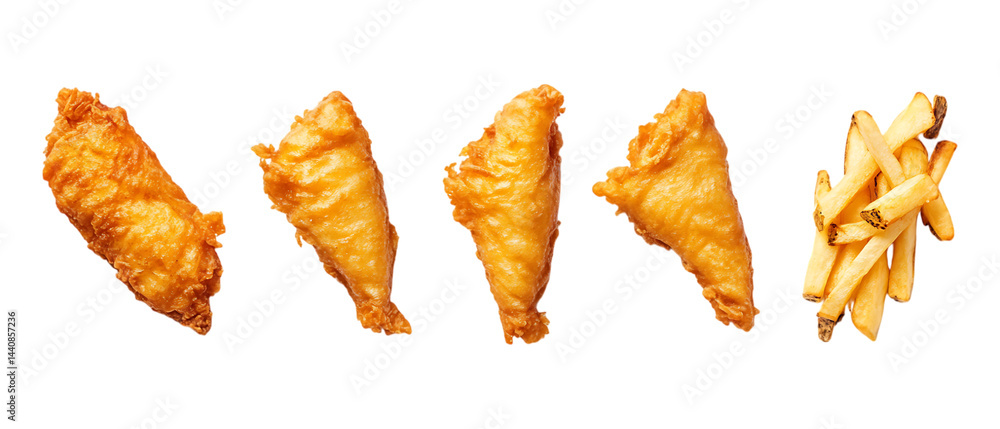 Pack of Fish and Chips Against Transparent Background for Food, Restaurant, or Fast Food Branding Pack of Fish and Chips Against Transparent Background for Food, Restaurant, or Fast Food Branding