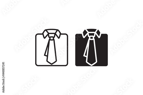 Business Shirt and Tie Icon in Black and White Vector