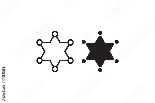 Sheriff Badge Icon in Black and White Vector