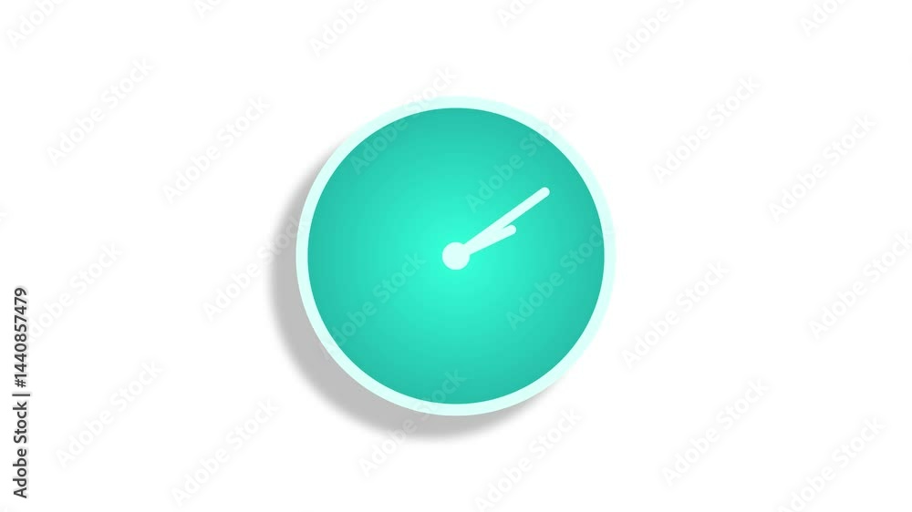 Flat Design Clock Animation, Minimalist clock design with white hands Flat Design Clock Animation, Minimalist clock design with white hands
