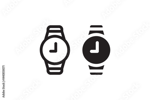 Wristwatch Icon in Outline and Solid Style Vector
