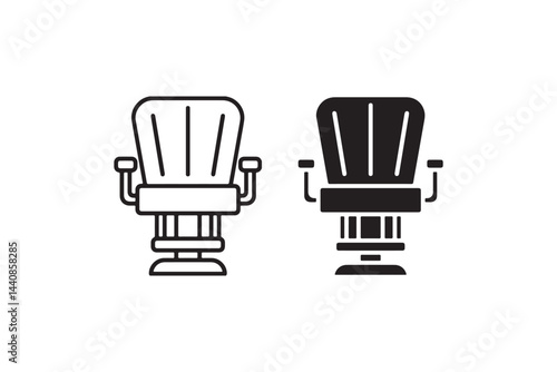 Barber Chair Icon in Outline and Solid Style Vector