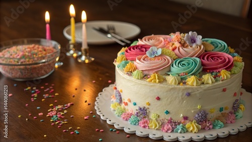 birthday cake with candles