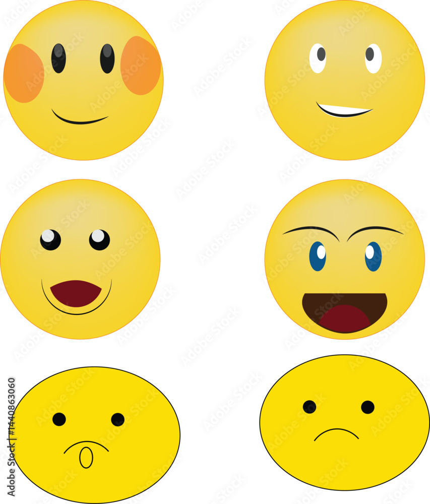 set of smileys with faces emoji collection vector set of smileys with faces emoji collection vector