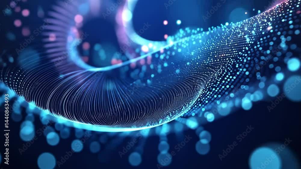 Abstract Technology Background with Glowing Particles and Curved Lines Abstract Technology Background with Glowing Particles and Curved Lines