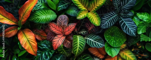Wallpaper Mural Vibrant tropical foliage display with various leaf colors. Torontodigital.ca