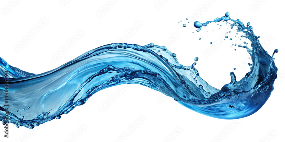 Fototapeta premium dynamic flowing blue water wave isolated on white background PNG