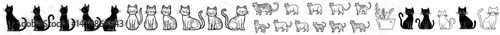 A compilation of silhouettes featuring black cats in diverse poses and emotions, ideal for use in pet-themed designs and artwork