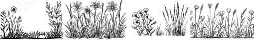 A set of dark floral silhouettes ideal for various design applications, including graphics, botanical art, and flower arrangements