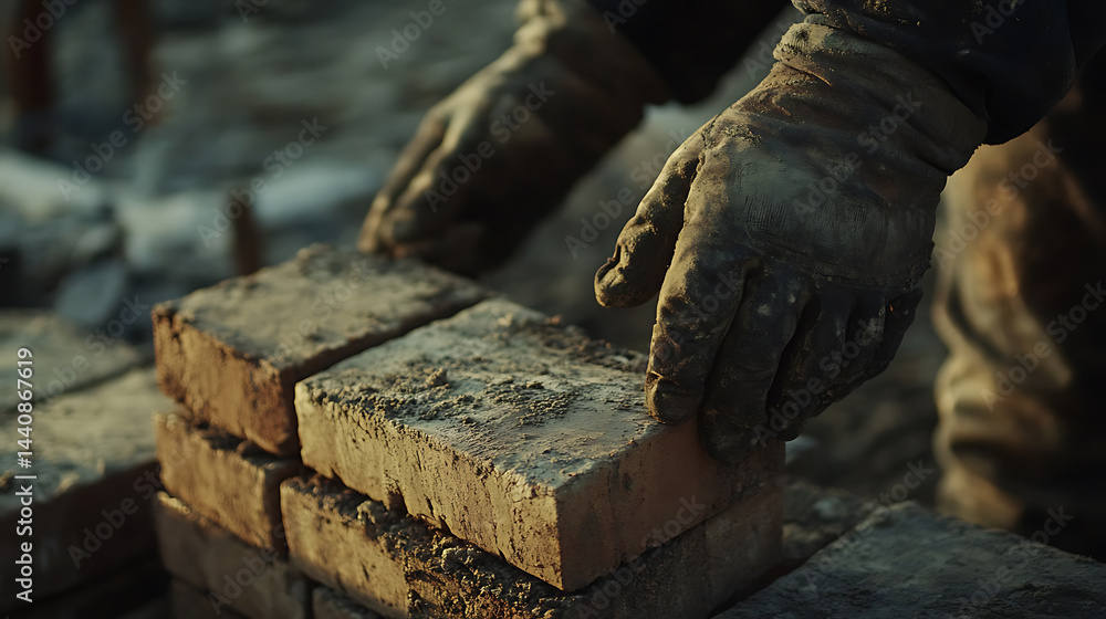 Construction Worker Laying Bricks Construction Worker Laying Bricks