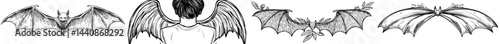 A dramatic outline of a bat while flying, perfect for Halloween designs or graphics related to nature