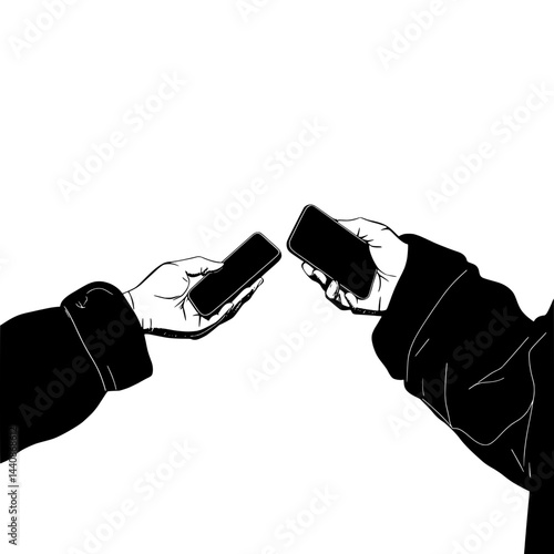 Black and White Silhouette of Person Holding Smartphone – Man or Woman Using Mobile DeviceBlack and White Silhouette of Person Holding Smartphone – Man or Woman Using Mobile Device