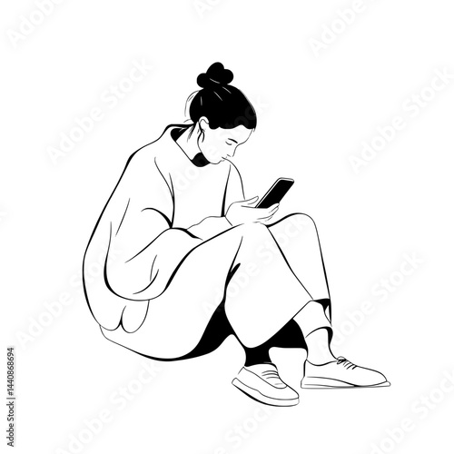 Black and White Silhouette of Person Holding Smartphone – Man or Woman Using Mobile DeviceBlack and White Silhouette of Person Holding Smartphone – Man or Woman Using Mobile Device