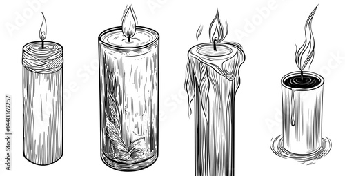 A basic black outline of a candle with a flame, suitable for decorative, spiritual, or calming themes
