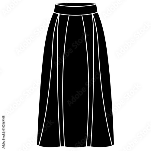 Minimal Maxi Skirt Silhouette Vector on White