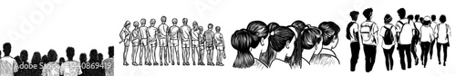 A large group of people is represented by a silhouette, embodying community, unity, and diversity