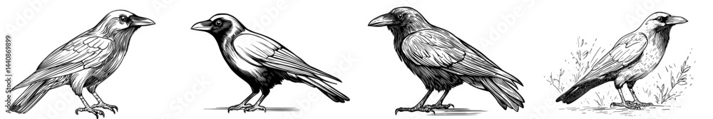 Obraz premium A simple outline of a raven symbolizing the natural world and wildlife, perfect for use in designs and illustrations