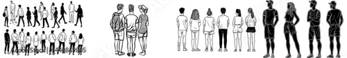 A compilation of darkened forms depicting a range of people in different stances, perfectly suited for graphic and design undertakings