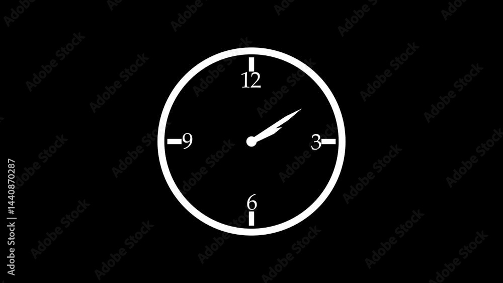 Passing Time Clock Animation, Clock Animation for Time Concept, Minimalist Analog Clock Isolated Passing Time Clock Animation, Clock Animation for Time Concept, Minimalist Analog Clock Isolated