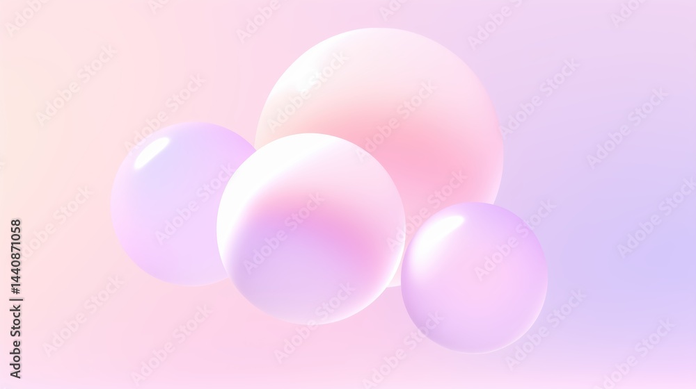 Glossy Pastel Bubbles on Gradient Background Glossy Pastel Bubbles on Gradient Background