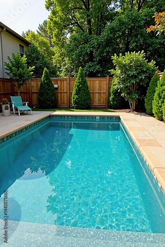 Wallpaper Mural Clean lines, tan coping, fenced backyard pool, swimming, new Torontodigital.ca