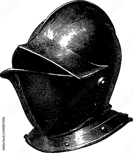 Vintage engraved knight helmet for historical design and decoration