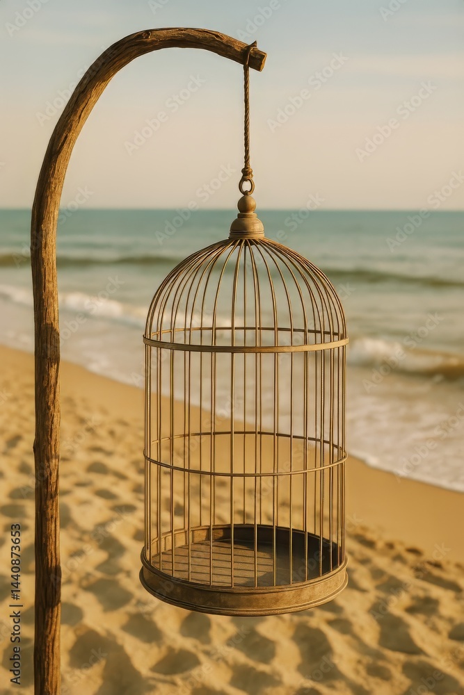 Beachside Bamboo Gazebo at Sunset Overlooking Calm Ocean Waves