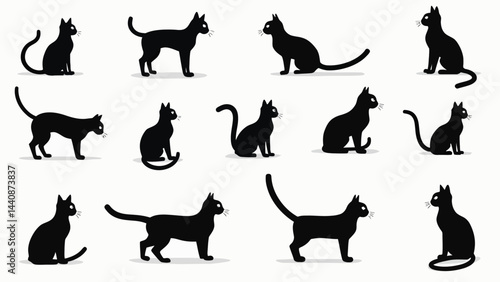 Canvas Print black silhouettes of cats
