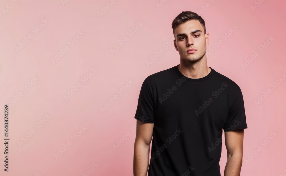 Studio portrait of a man wearing a black t-shirt Studio portrait of a man wearing a black t-shirt