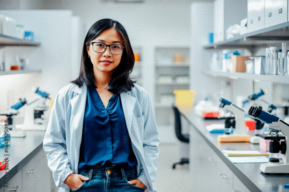 Female Scientist in Modern Laboratory Setting