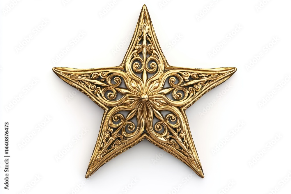 Fototapeta premium Ornate Golden Star with Scrollwork