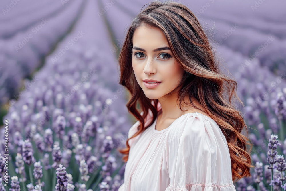 Beautiful Woman in a Lavender Field