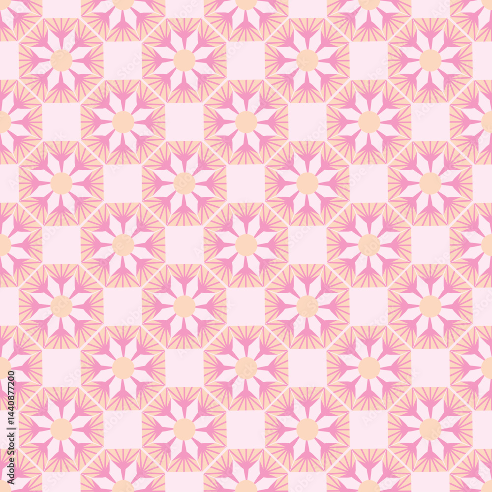 Seamless geometric floral pattern in pink Seamless geometric floral pattern in pink