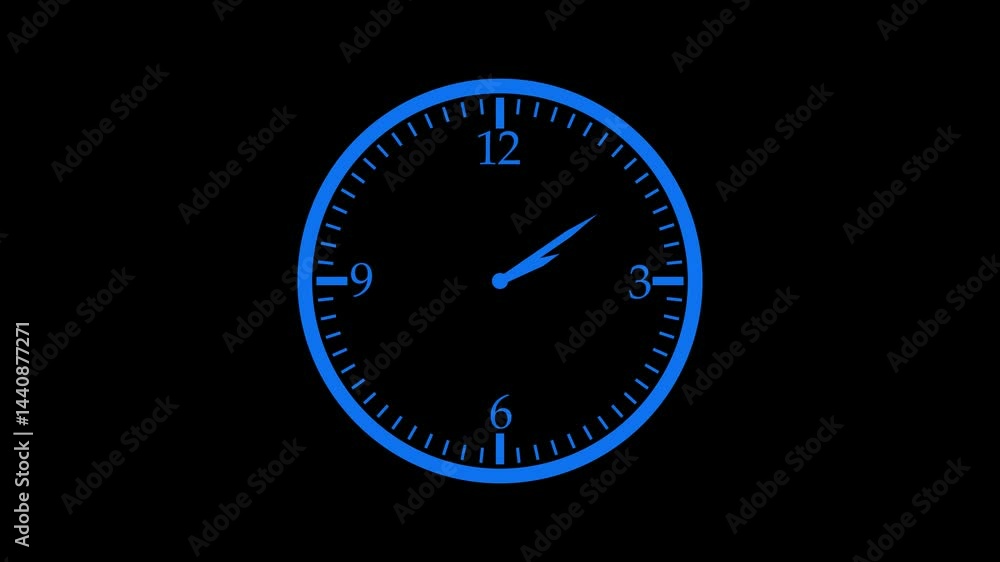 Animated Countdown on Analog Clock Face, Analog Clock Timer Countdown Animation, Minimalist Analog Clock Isolated Animated Countdown on Analog Clock Face, Analog Clock Timer Countdown Animation, Minimalist Analog Clock Isolated