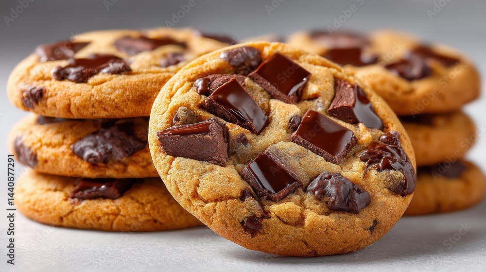a fresh batch of chocolate chip cookies with melted chocolate chunks on a white isolated background, gooey and delicious design a fresh batch of chocolate chip cookies with melted chocolate chunks on a white isolated background, gooey and delicious design