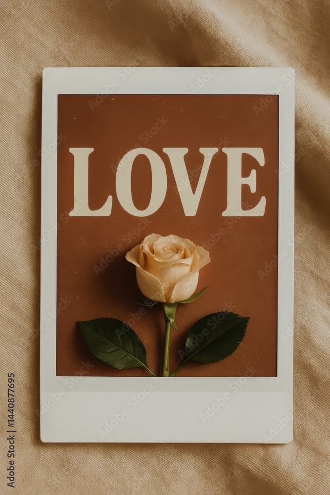 Beautiful Rose With Love Text on Background for Romantic Occasions