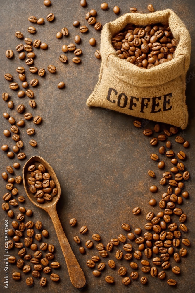 Exploring the Rich Aroma of Freshly Roasted Coffee Beans on a Rustic Table