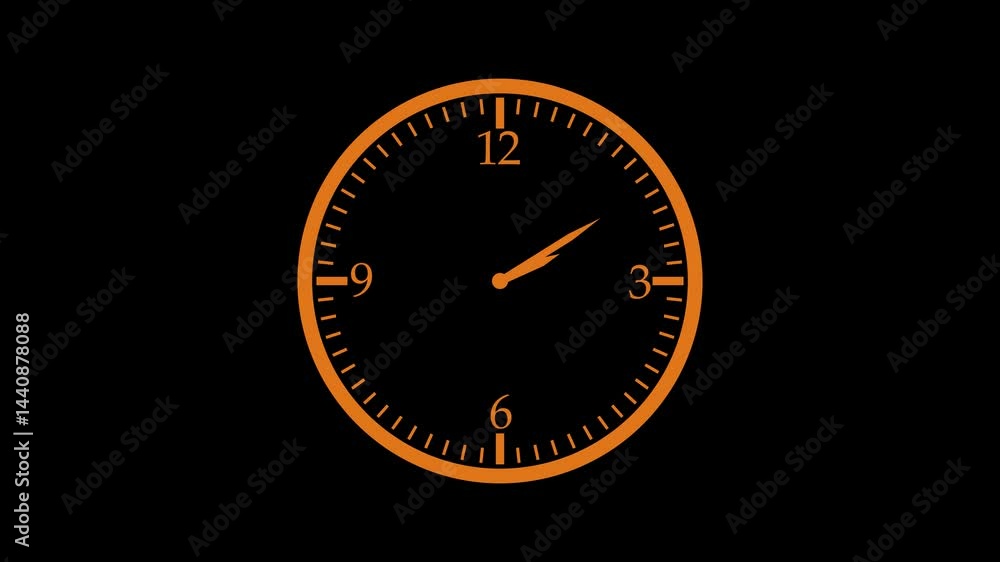 Animated Countdown on Analog Clock Face, Analog Clock Timer Countdown Animation, Minimalist Analog Clock Isolated Animated Countdown on Analog Clock Face, Analog Clock Timer Countdown Animation, Minimalist Analog Clock Isolated
