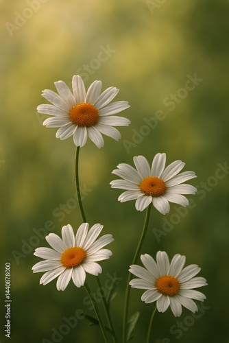 Obraz na płótnie Beautiful Daisies Blooming in a Sunny Field During Springtime w salonie