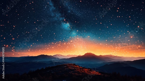 Starry Night Over Majestic Mountains: A Serene Landscape