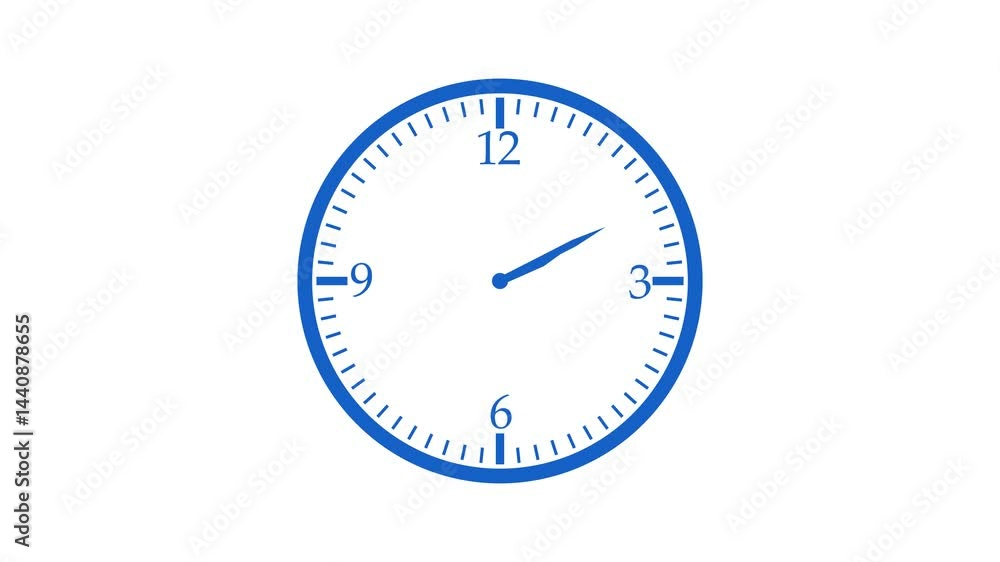 Animated Countdown on Analog Clock Face, Analog Clock Timer Countdown Animation, Minimalist Analog Clock Isolated Animated Countdown on Analog Clock Face, Analog Clock Timer Countdown Animation, Minimalist Analog Clock Isolated