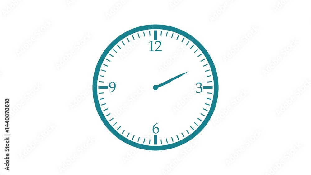 Animated Countdown on Analog Clock Face, Analog Clock Timer Countdown Animation, Minimalist Analog Clock Isolated Animated Countdown on Analog Clock Face, Analog Clock Timer Countdown Animation, Minimalist Analog Clock Isolated