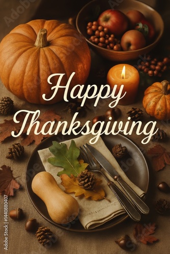 Festive Thanksgiving Feast Featuring Turkey, Pumpkin Pie, and Cozy Autumn Dec...