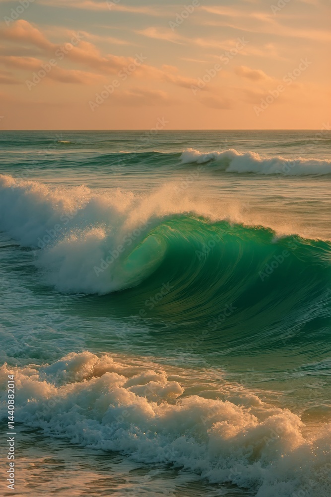 Waves Crash Gently on the Shore at Sunset Creating a Serene Atmosphere