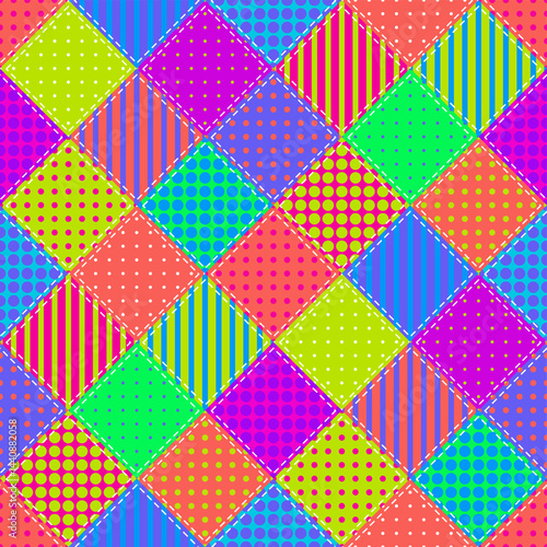 Patchwork print wallpaper background with different patterns quilting hobby craft handmade