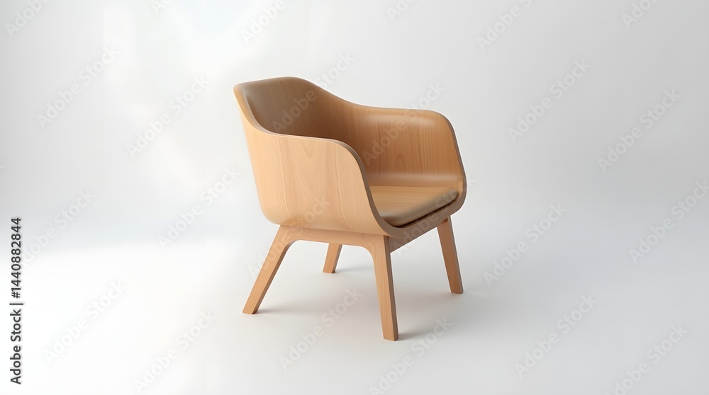 Stylish wooden armchair with soft cushion, perfect for modern living spaces.