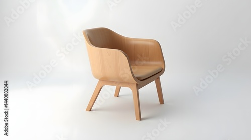 Stylish wooden armchair with soft cushion, perfect for modern living spaces.